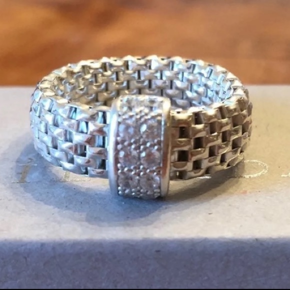 Silpada Jewelry - Silpada Sterling Silver Cubic Zirconia Italia Stretch Ring Size Medium
